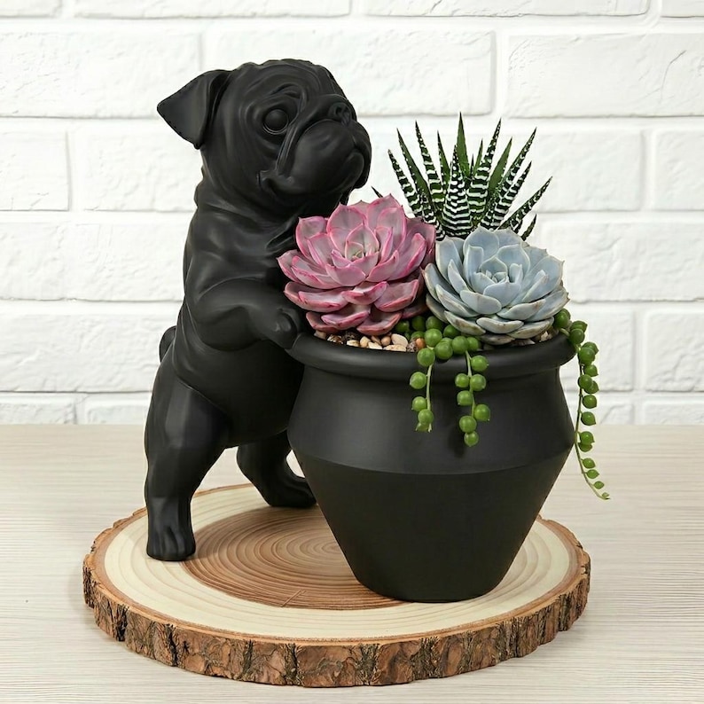 Pug Pot Pug Planter | 3D Printed Succulent Pot | Adorable Dog Plant Holder ...