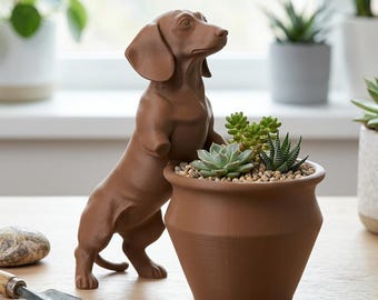 Tripod Dachshund Planter | Three Legged Wiener Dog Succulent Pot |Sausage Decor| 3D Printed