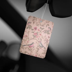 Ambientador para coche Floral Bird / Elija entre Pine, New Car o Black Ice / Diseño de doble cara / Fragancia elegante y duradera imagen 6