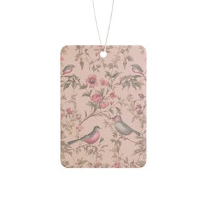 Ambientador para coche Floral Bird / Elija entre Pine, New Car o Black Ice / Diseño de doble cara / Fragancia elegante y duradera imagen 1