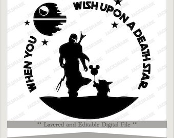 Star, Wars, Darth Vader,  Mandalorian, When You Wish Upon A Death Star, Force With You, Transparency, Silhouettes, Decal, SVG & PNG