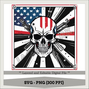 USA Flag Skull, American Flag Skull, Skeleton Flag, Sublimation Design, Calavera  ,4th of July SVG & PNG