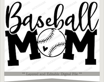 Baseball Mom Silhouette, SVG PNG Digital File