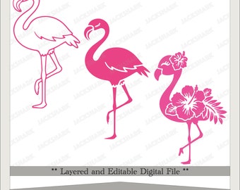 Floral Flamingo SVG & PNG Bundle (Digital Download)
