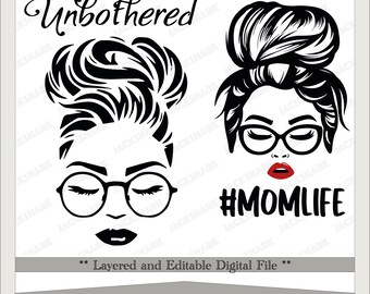 Silhouette di ragazza con chignon spettinato, donna afroamericana SVG PNG