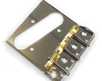 Ponte Telecaster feita à mão personalizada dourada, cromada, tipo vintage