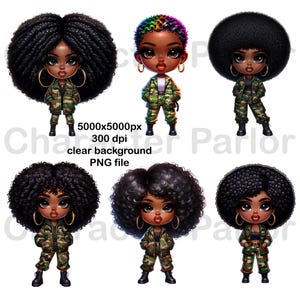 Garotas negras camufladas PNG Clipart, Personagens femininas afro fofas, Caricaturas de mulheres negras bonitas, Trajes de camuflagem de desenho animado incríveis