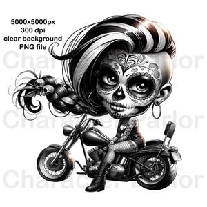 バイクの漫画、バイクのライダー、バイクの漫画、バイクのクリップアートPNG、女性のスケルトンバイカー