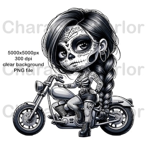 バイクの漫画、バイクのライダー、バイクの漫画、バイクのクリップアートPNG、女性のスケルトンバイカー