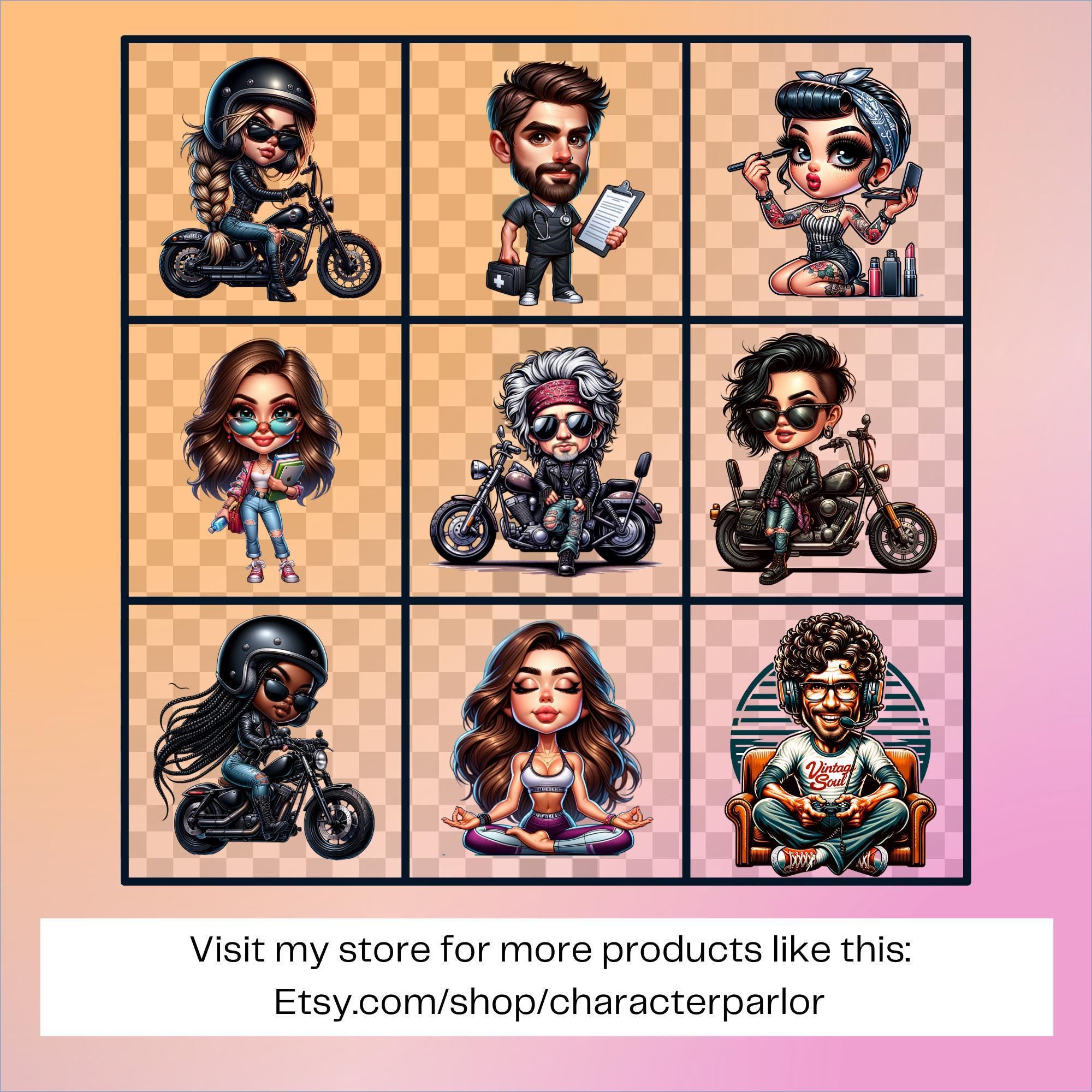 Motorcycle Rider Caricature PNG - Cool Biker Gift Cartoon for Dad Who ...