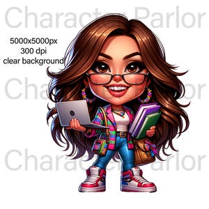 Insegnante cartone animato png, caricatura digitale di educatrice donna, regalo per insegnante sfacciata, personaggio tutor donna, clipart accademica per social media