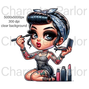 Makeup artist caricature, gift for beauty specialist friend, beauty expert cartoon png, social media MUA character, gift for small business