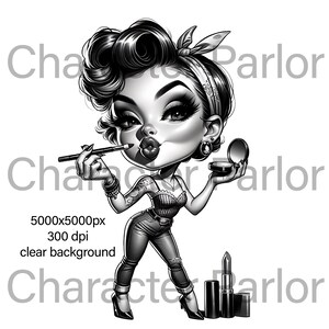 Maskenbildner Karikatur, Geschenk für Schönheitsspezialisten, Schönheitsdesigner Charakter png, Kosmetikerin Cartoon-Logo, lustiges MUA-Shirt Design