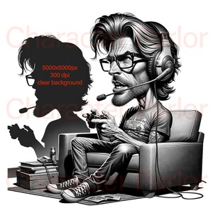 Presente para pai gamer, amante de videogame, personagem gamer, design de foto de perfil de gamer, logotipo de gamer png, desenho animado de perfil de gamer de mídia social