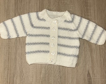 personalised hand knitted baby cardigan newborn