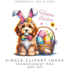 Cavapoo Happy Easter Clipart PNG, Funny Easter Shirts, Sublimation Design, DTF