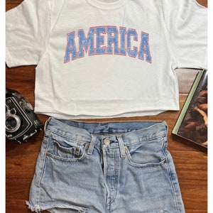AMERICA T-shirt court rouge, blanc et bleu America T-shirt court