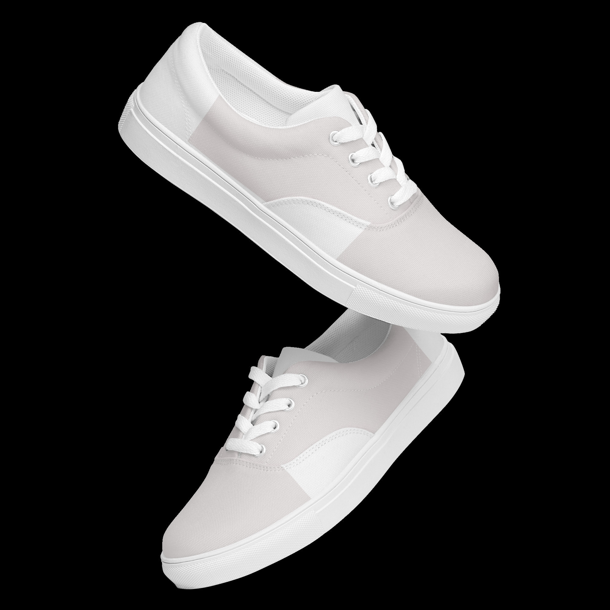 Women s Lace Up Canvas Shoes Taupe and White Block