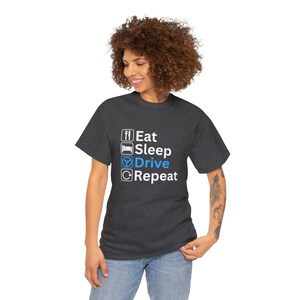 Eat Sleep DRIVE Repeat ICONS Shirt | Uber BLUE | Car Enthusiast, School Bus Driver, Truck Driver, Uber Driver, Rideshare Driver image 3