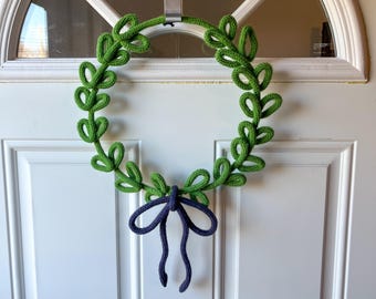 Knit Wire Wreath with Bow