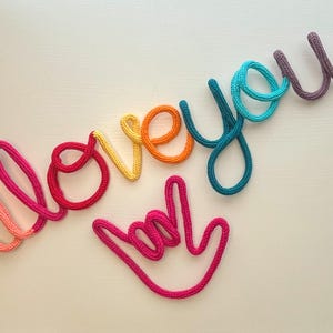 Rainbow “I love you” Knit Wire Sign