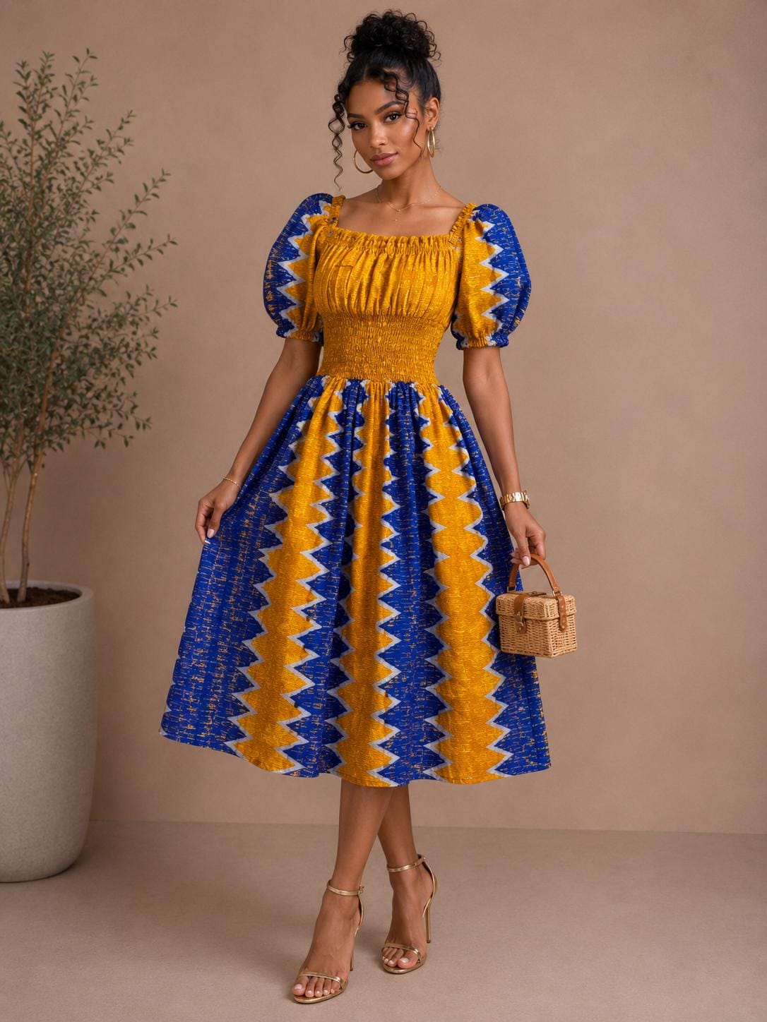 Blue and Gold African Dress - Etsy