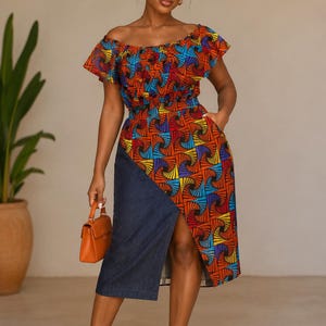 african denim dresses African Print