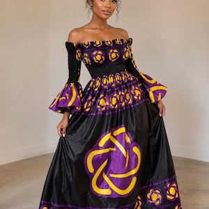 African Dress Black and Gold - Etsy
