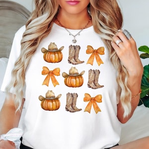 Howdy Pumpkin Shirt, Western Fall Shirt, Fall Coquette Bow Tshirt, Fall Vibes, Fall Sweatshirt, Thanksgiving Gift, Cowgirl Shirt