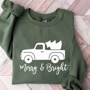 Merry & Bright Christmas Sweatshirt, Christmas Sweatshirt, Holiday Sweater, Womens Holiday Sweatshirt, Christmas Shirt, Winter Shirt
