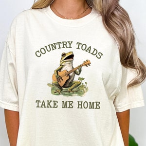Comfort Colors® Country Toads Take Me Home T-Shirt, Funny Western Meme Shirt, Retro Frog Shirt, Unisex Adult Tee, Silly Cowgirl T Shirt