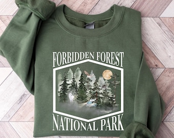 Retro Funny Forbidden Forest National Park Wizarding World HP Inspired Bookish Fan Wizard Forbidden Forest Graphic TShirt for Women