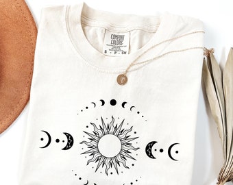 Comfort Colors® Sun And Moon Stars Shirt, Celestial Shirt, Astrology Shirt, Moon Bohemian Shirt, Boho Sun Moon T-Shirt, Spiritual Shirt