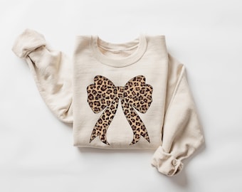 Coquette Bow Shirt, Leopard Print Bow Shirt, Coquette Aesthetic Bow T-shirts, Trendy Aesthetic Cute Coquette, Leopard Print Gifts for Her