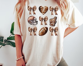 Coquette Football Shirt, Football Mom Shirt, Sports Mom Gift, Gameday Shirt, Football Gift Shirt, Coquette Shirt, Football Bow Tee