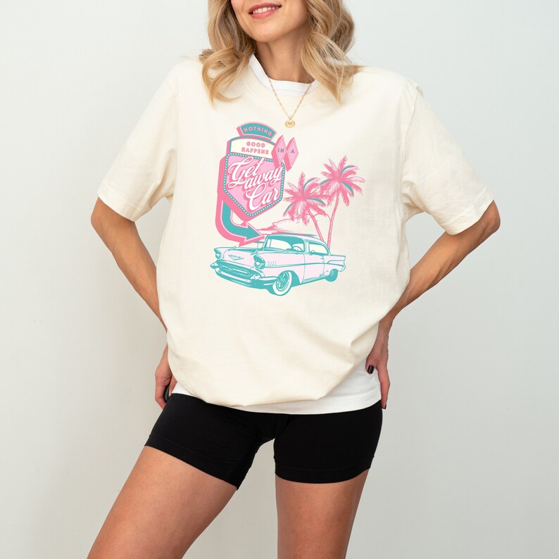 Getaway Car Shirt, Retro Motel Aesthetic Tshirt, Groovy Beach Tee
