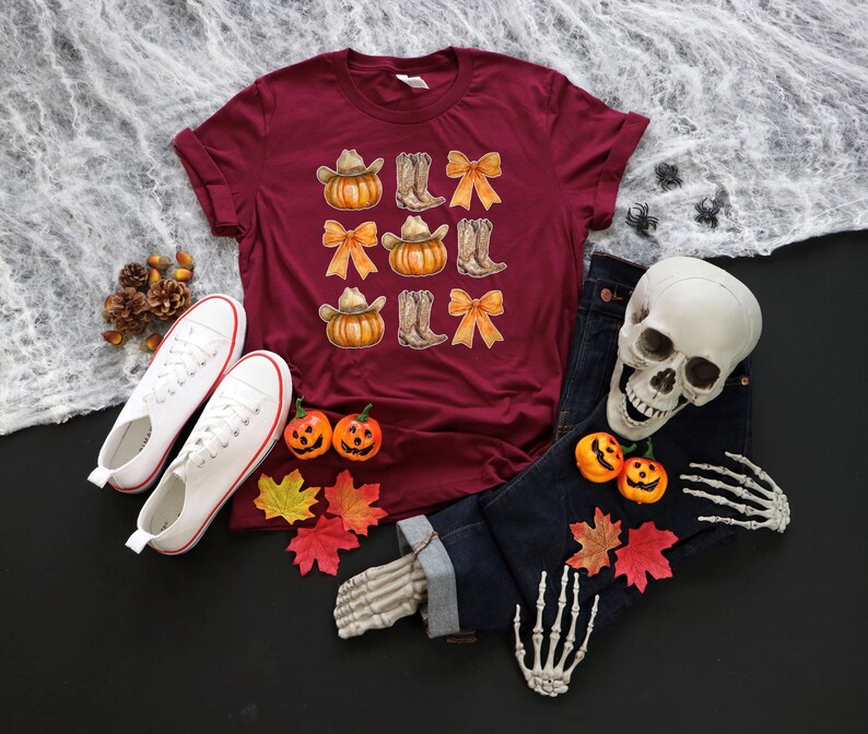 Howdy Pumpkin Shirt, Western Fall Shirt, Fall Coquette Bow Tshirt, Fall Vibes, Fall Sweatshirt, Thanksgiving Gift, Cowgirl Shirt image 2