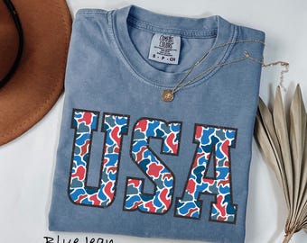 Comfort Colors® Usa Shirt, Patriotic Usa Shirt, 4th of July Shirt, Usa Flag Shirt, Memorial Day Shirt, 4th of July, Usa Flag Shirt