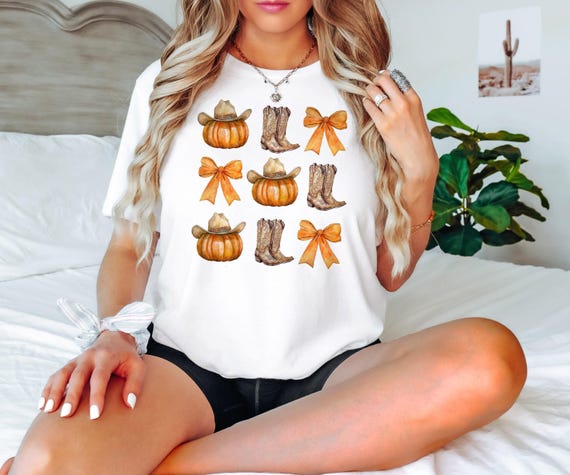 Howdy Pumpkin Shirt, Western Fall Shirt, Fall Coquette Bow Tshirt, Fall Vibes, Fall Sweatshirt, Thanksgiving Gift, Cowgirl Shirt