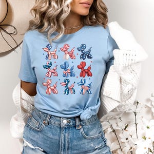 Funny 4th Of July Balloon Dog Shirt, Patriotic Shirt, Memorial Day Shirt, Summer Shirt, Independence Day Shirt, Preppy American Flag Shirt immagine 4