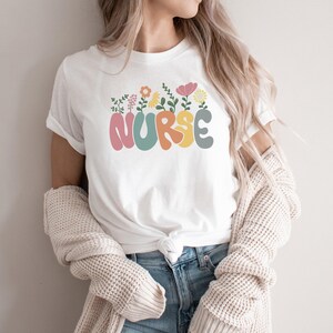 Retro Nurse Shirt, Wild Flowers Nurse T Shirt, RN Nurse Shirt Registered Nurse Shirt, Nurse Student Tee, New Nurse Gift, Nurse Appreciation image 4