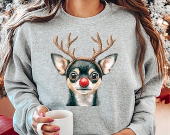 Black Chihuahua Christmas Sweatshirt for Dog Lover, Chihuahua Christmas Shirt, Dog Lover Gift, Christmas Gifts for Kids, Trending Dog Lover