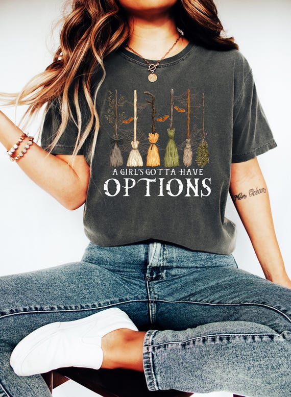 A Girl Gotta Have Options Sweatshirt, Retro Halloween T Shirt, Witches Halloween Shirt, Spooky Season Feeling Witchy Shirt, Trendy Halloween