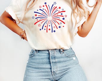 Firework USA Shirt, 4th Of July Shirt, Independence Day Shirt, Gift For American, Red White Blue Shirt, Patriotic Shirt, American Tee