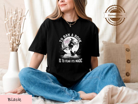 Comfort Colors To Ban A Book Witchy Reader Shirt, Bookish Witch Tee, Halloween Gift