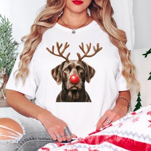 Christmas Chocolate Labrador Shirt, Christmas Lights Dog Tee, Christmas Dog, Lab Mom Tee, Gift for Dog Lover, Chocolate Lab Shirt, Dog Lover afbeelding 1