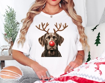 Christmas Chocolate Labrador Shirt, Christmas Lights Dog Tee, Christmas Dog, Lab Mom Tee, Gift for Dog Lover, Chocolate Lab Shirt, Dog Lover