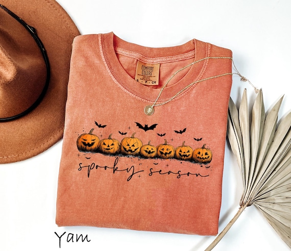 Comfort Colors® Spooky Season Pumpkins Halloween Shirt, Spooky Season T-Shirt, Ghost Pumpkin bat Shirt, Halloween Gift, Stay Spooky Shirt