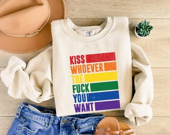 Kiss Whoever The F You Want, Gay Pride LGBTQ Shirt, Pride Shirt, Trans T Shirt, LGBT Clothing Pride Shirt, LGBT Shirt, Women Gay Clothing
