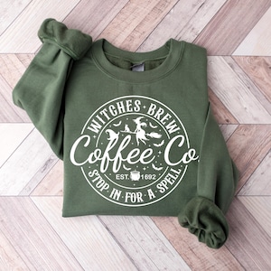 Witches Brew Coffee Co Sweatshirt, Cute Halloween Sweatshirt, Womens Coffee Lover Sweatshirt, Halloween Witches Shirt, Funny Halloween Shirt